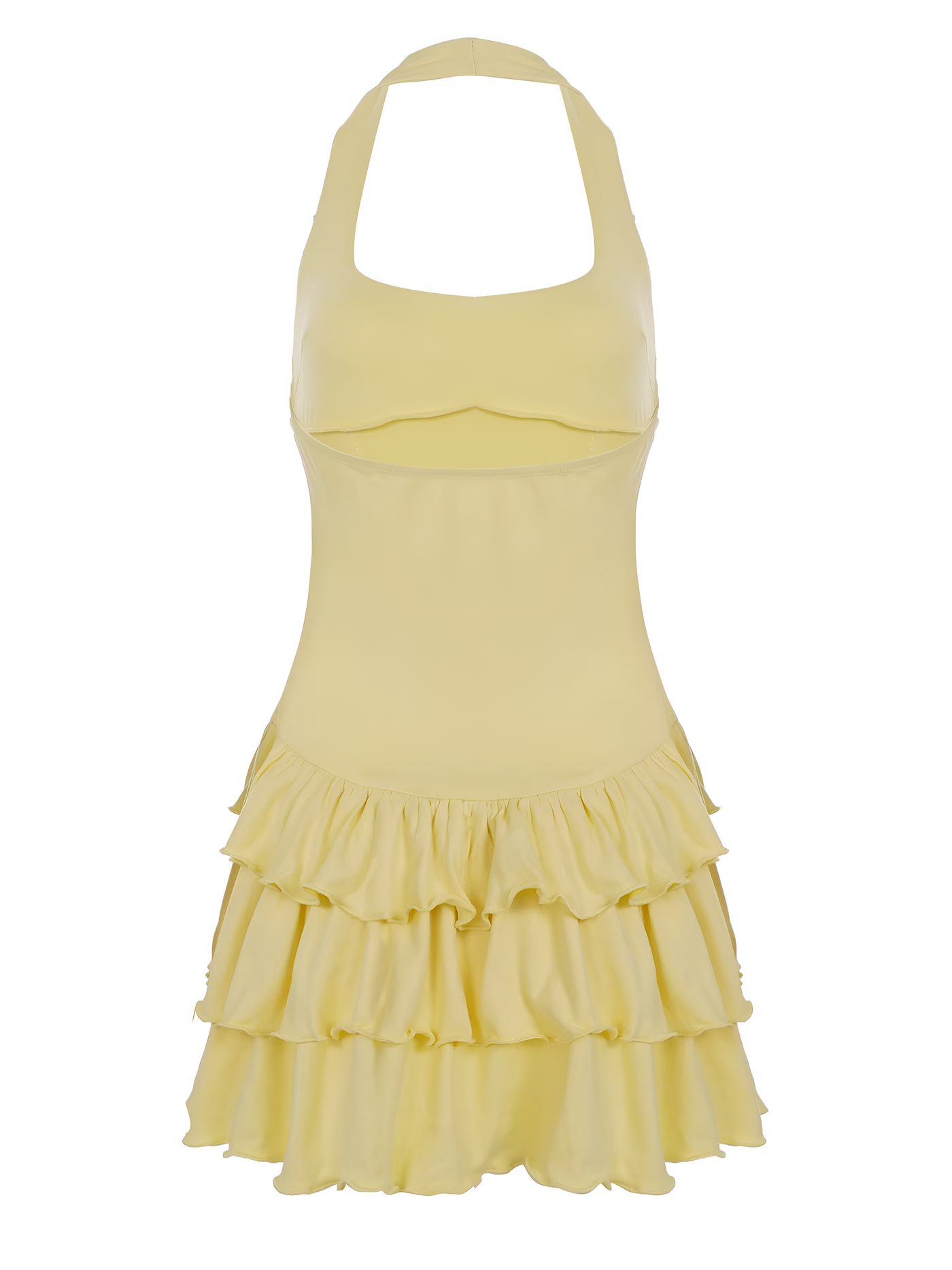 Evy | Women's Mini Halter Neck Ruffle Hem Bodycon Summer Dress